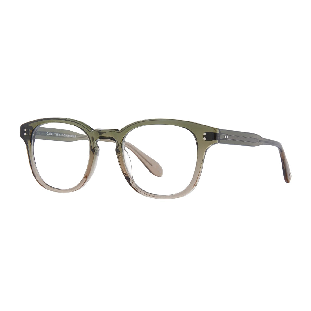 Green crystal square Garrett Leight plastic luxury eyeglasses for men and women