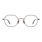 Gunmetal GLCO geometric metal hexagon eyeglass frames on white background