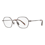 Gunmetal GLCO geometric metal hexagon eyeglass frames on white background