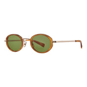 Brown and gold oval retro 90s inspired sunglasses by GLCO on white background