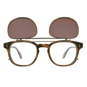 Open flip up sun clip for Garrett Leight eyeglasses