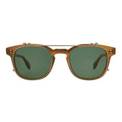 Gold flip up sun clip for Garrett Leight eyeglasses