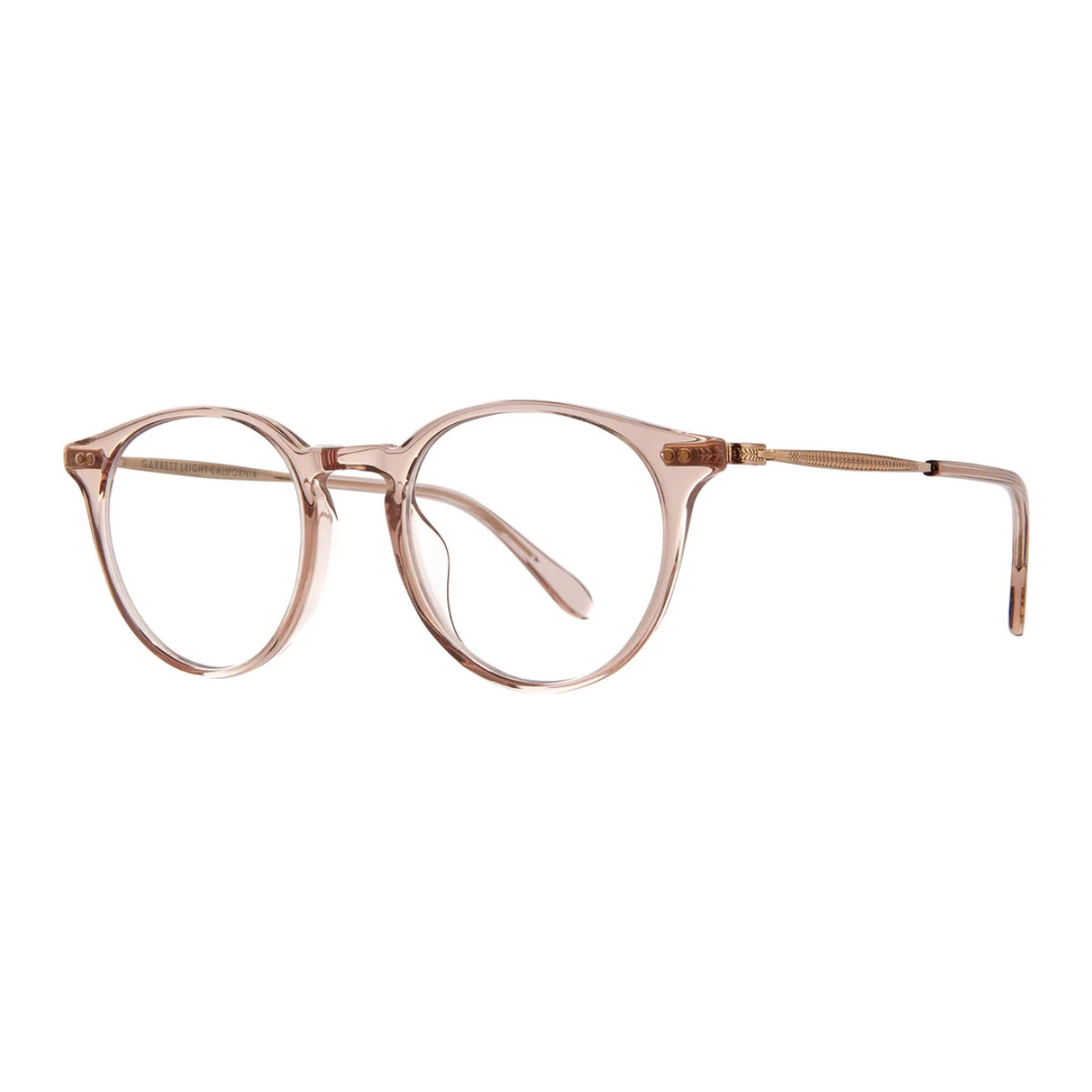 Pink Clune J round eyeglasses frames on white background