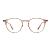 Pink crystal Clune J round eyeglasses frames on white background