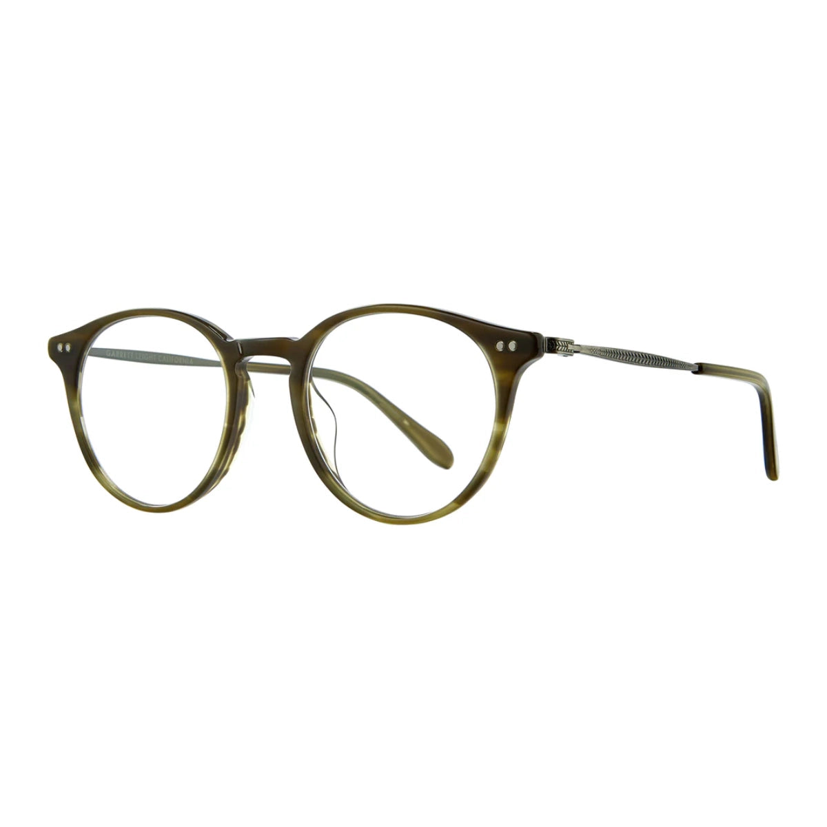 Ivy green Clune J round eyeglasses frames on white background