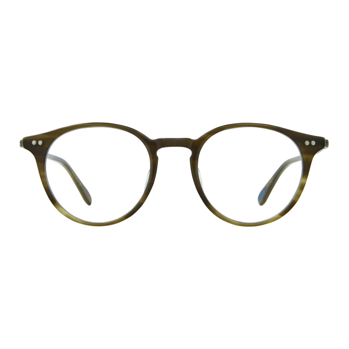 Green Clune J round eyeglasses frames on white background