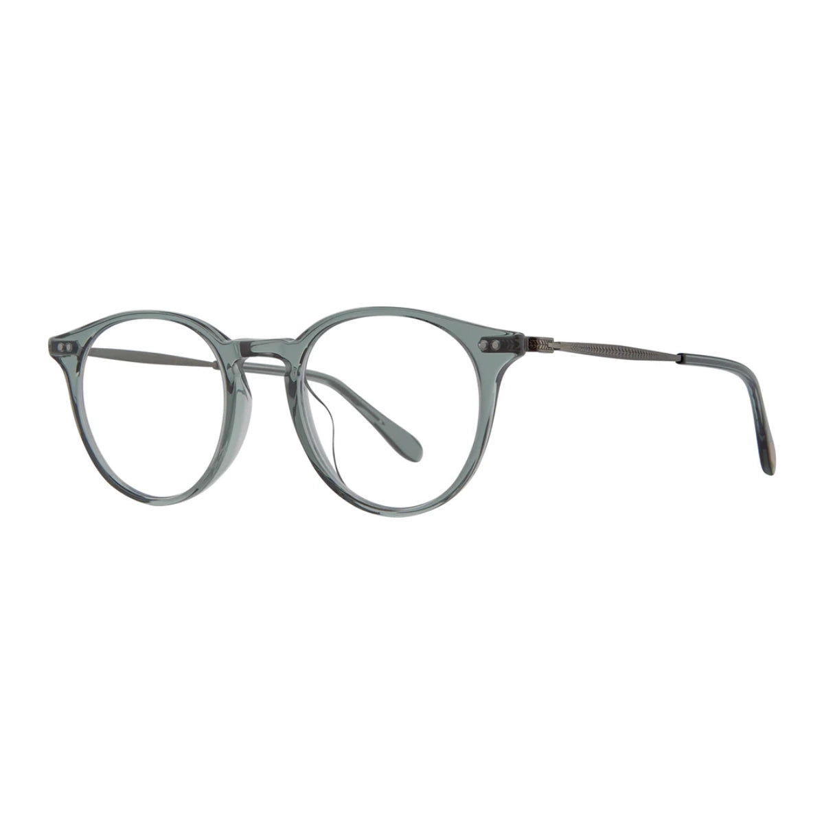 Blue Clune J round eyeglasses frames on white background