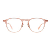 Pink Garrett Leight Hampton J plastic round eyeglasses with titanium adjustable nose pads