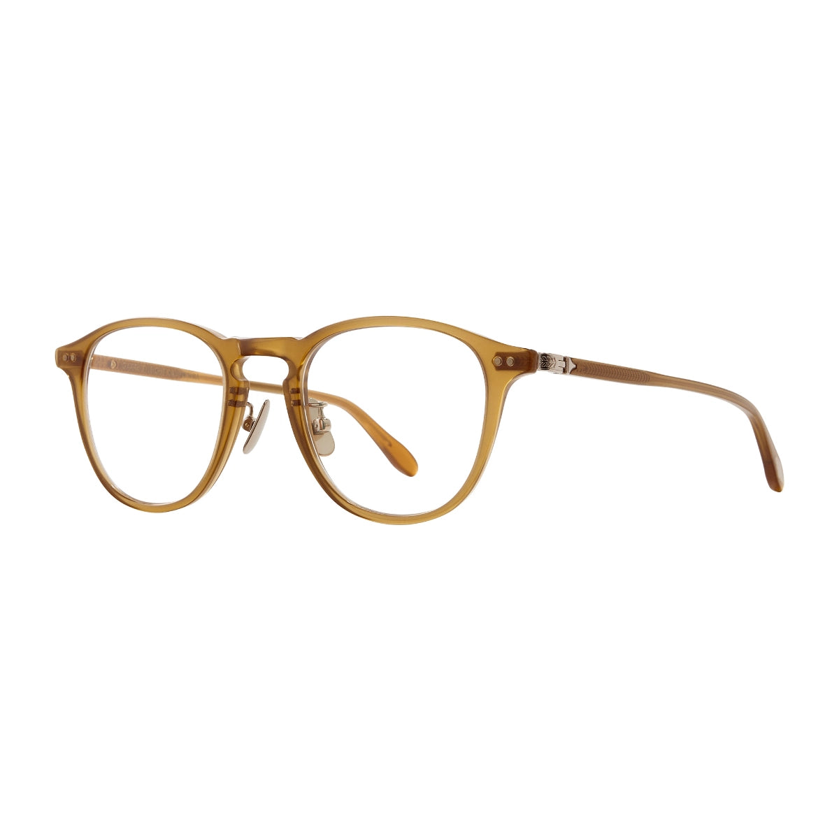 Sun Garrett Leight Hampton J plastic round eyeglasses with titanium adjustable nose pads