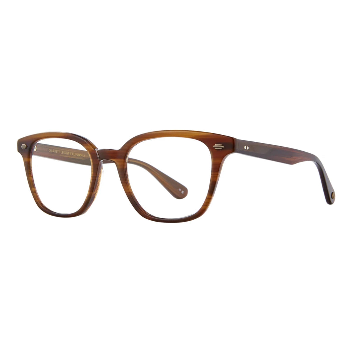 Brown GLCO Zac square eyeglass frames on white background