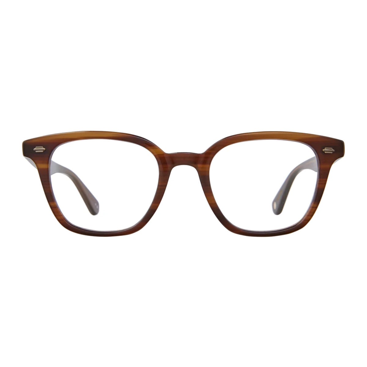 Brown GLCO Zac square eyeglass frames on white background