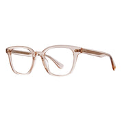 Pink crystal GLCO Zac square eyeglass frames on white background