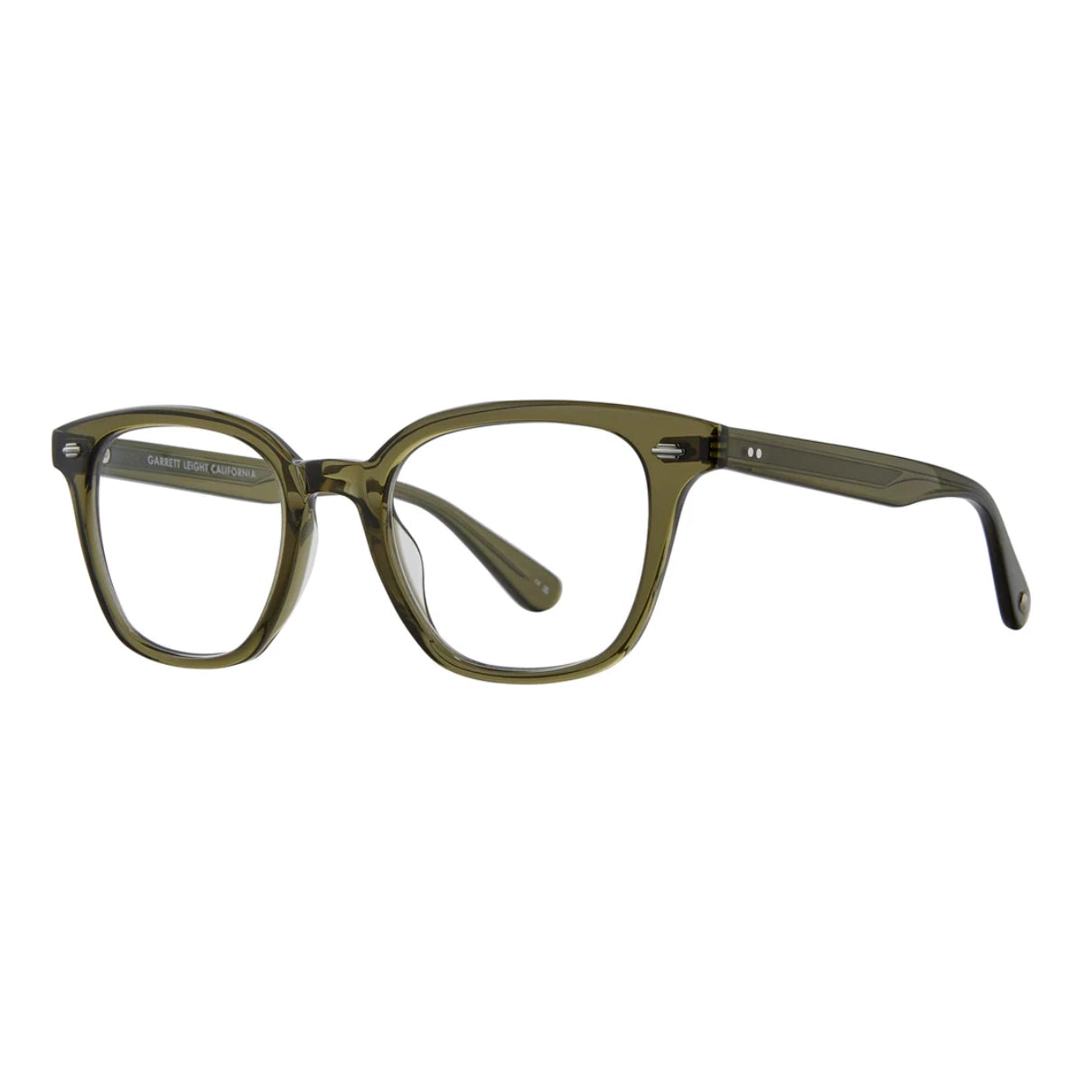 Green crystal GLCO Zac square eyeglass frames on white background