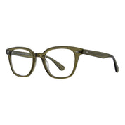 Green crystal GLCO Zac square eyeglass frames on white background