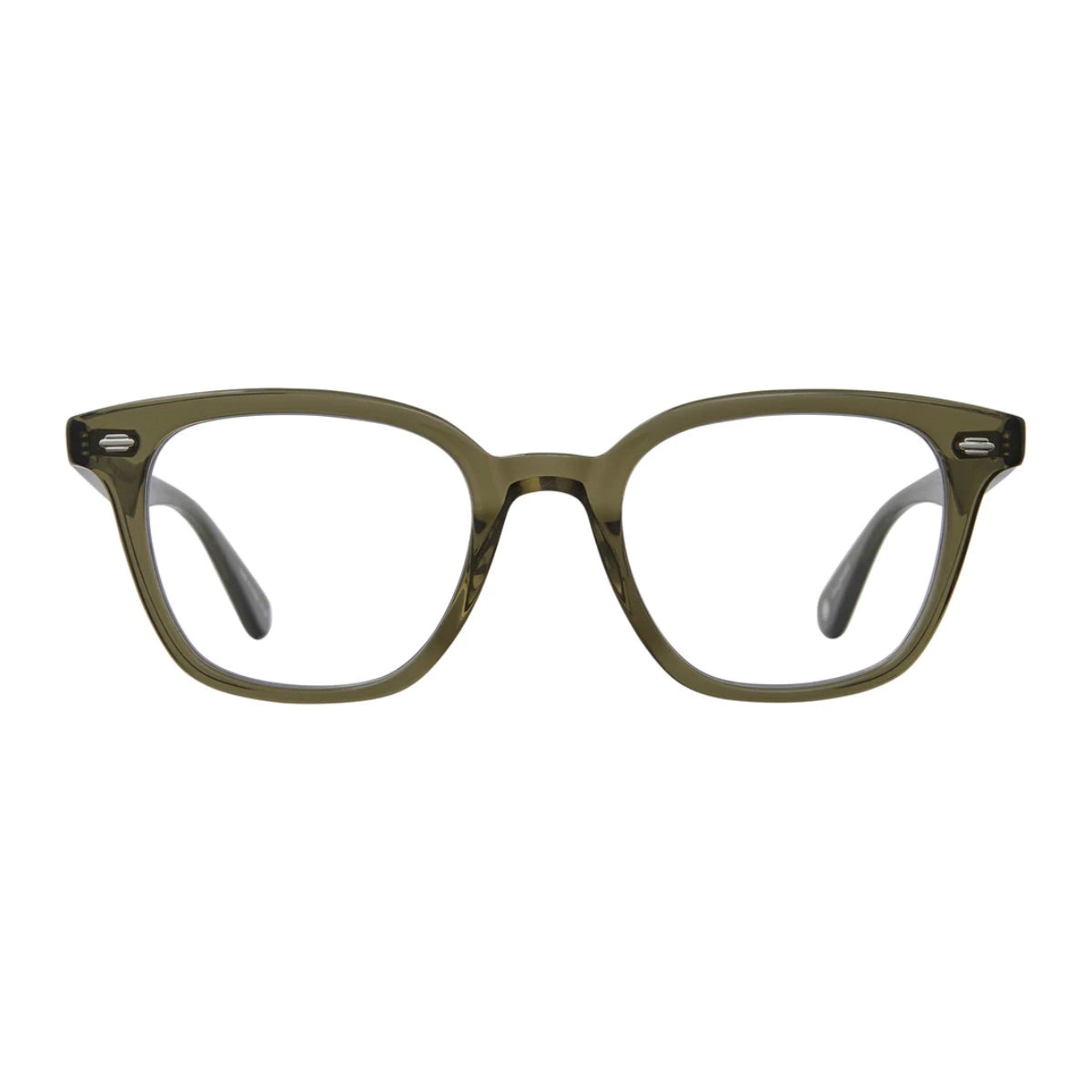 Green crystal GLCO Zac square eyeglass frames on white background