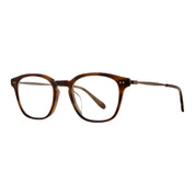 Tortoise Garrett Leight Clark J metal and plastic eyeglasses on white background