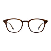 Tortoise Garrett Leight Clark J metal and plastic eyeglasses on white background
