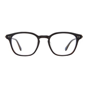 Black Garrett Leight Clark J metal and plastic eyeglasses on white background