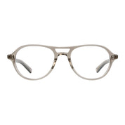 Clay crystal Garrett Leight aviator round eyeglass frames on a white background