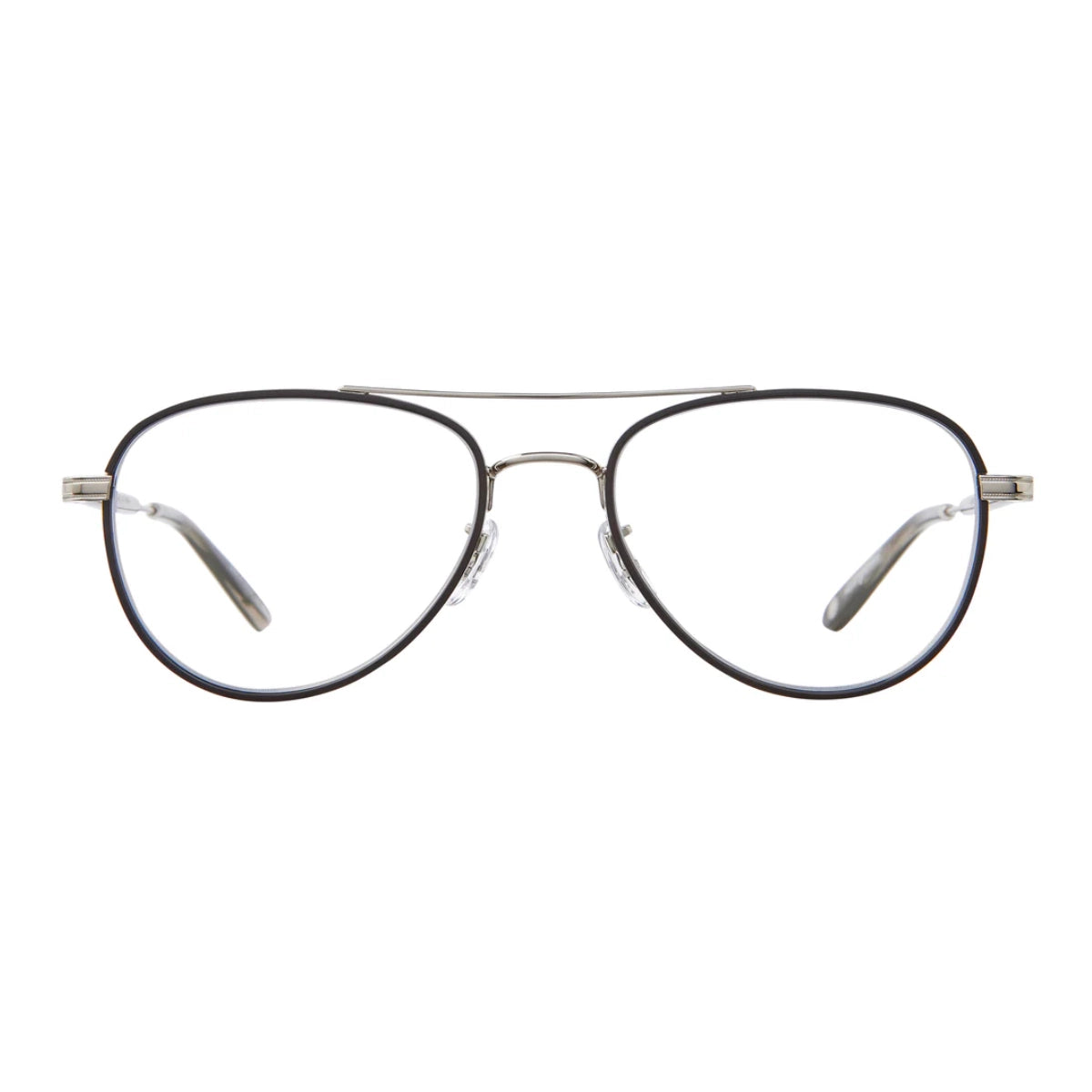 Black silver GLCO Linnie small aviator eyeglasses for women and men on white background