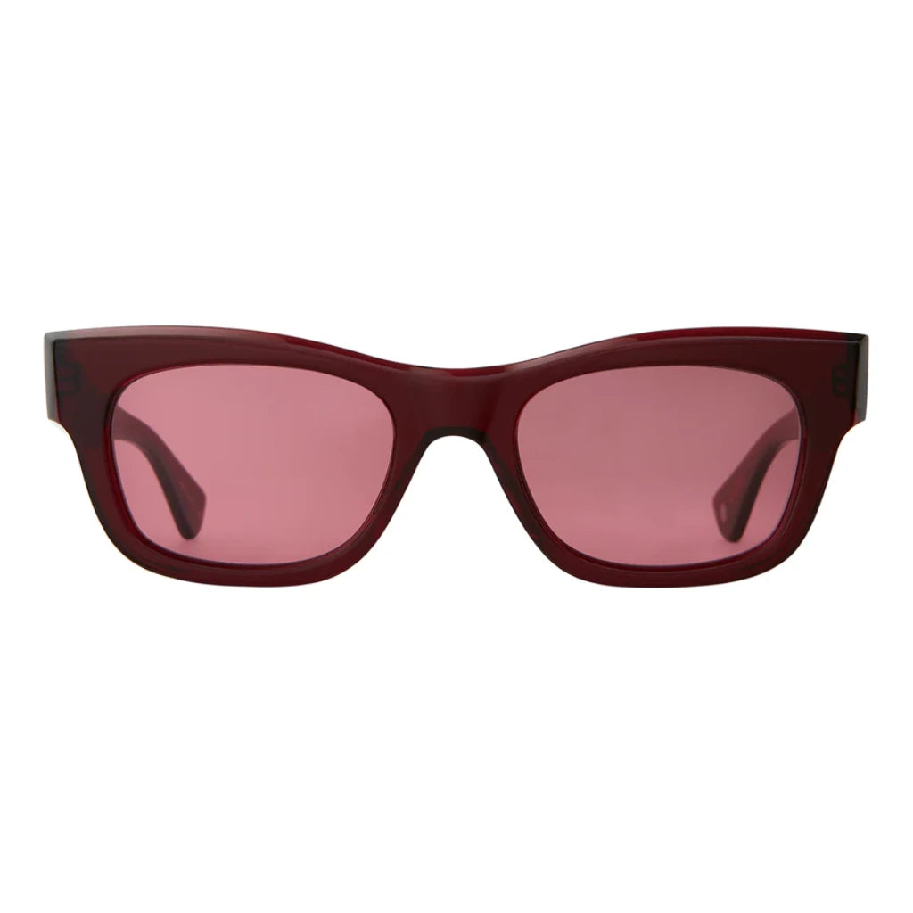 Red luxury sunglasses by Garrett Leight