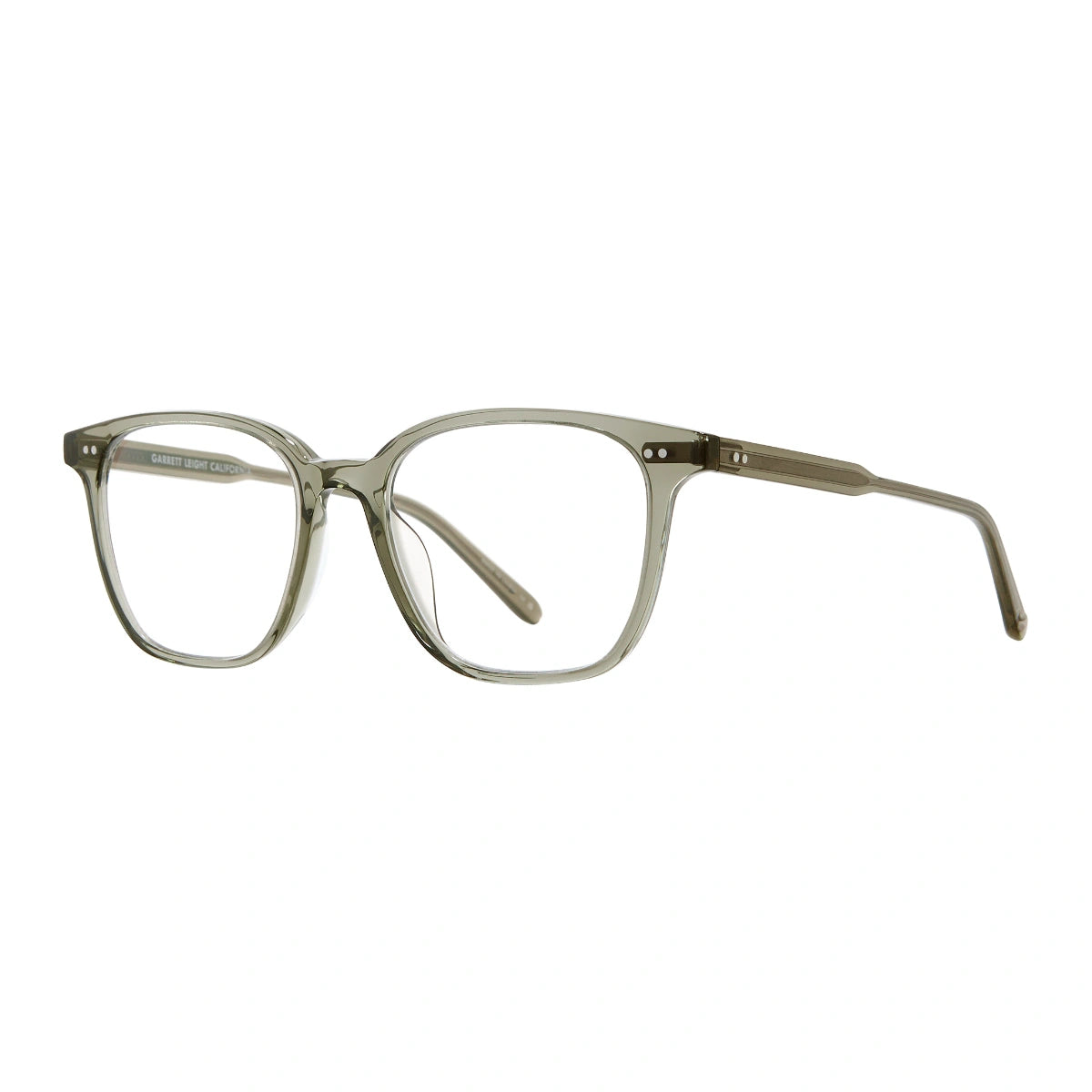 Green Garrett Leight Carina women's acetate eyeglasses on white background
