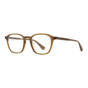 Brown Markus modern square eyeglass frames by Garrett Leight on a white background