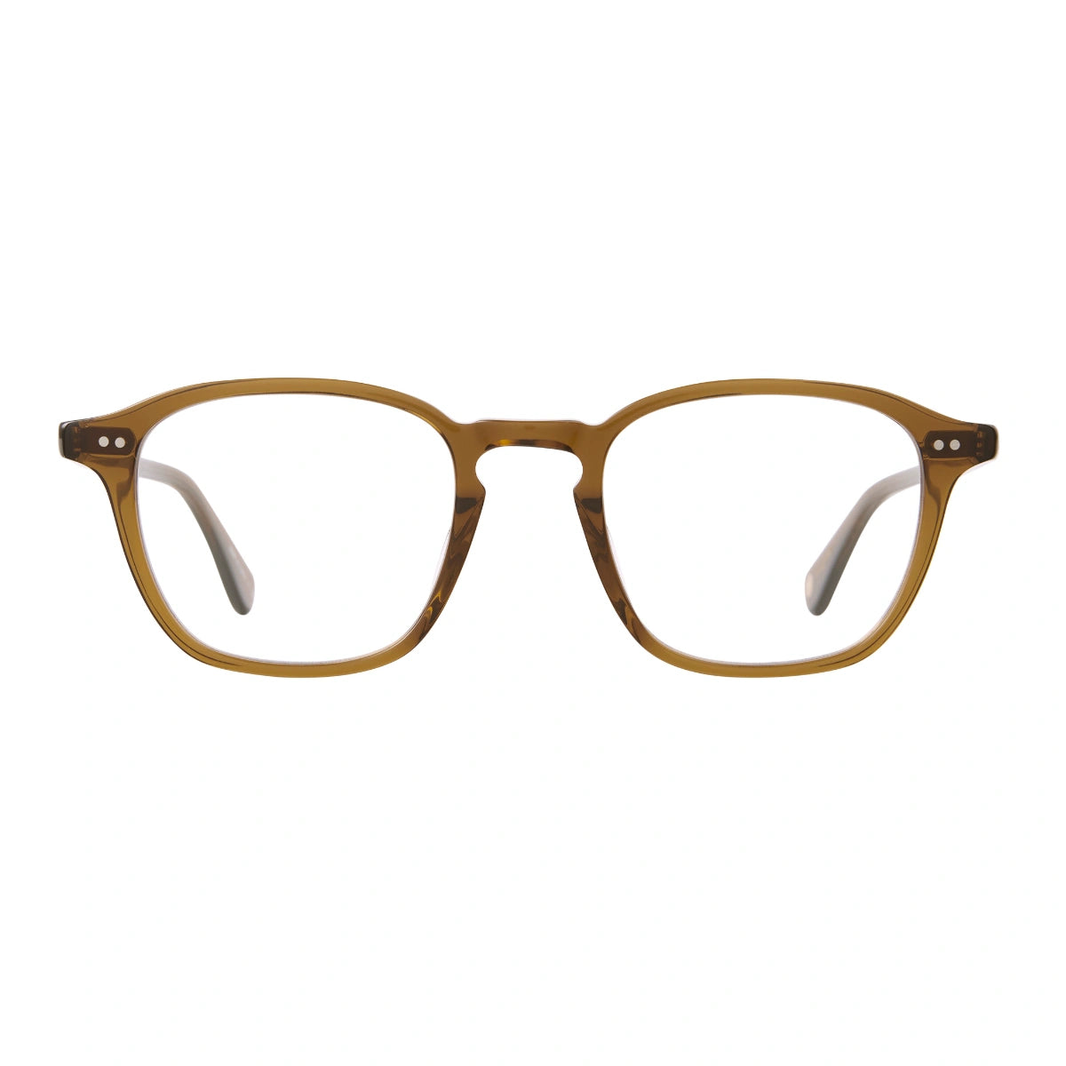 Brown Markus modern square eyeglass frames by Garrett Leight on a white background