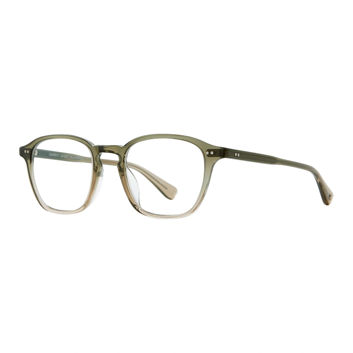 Olive Markus modern square eyeglass frames by Garrett Leight on a white background