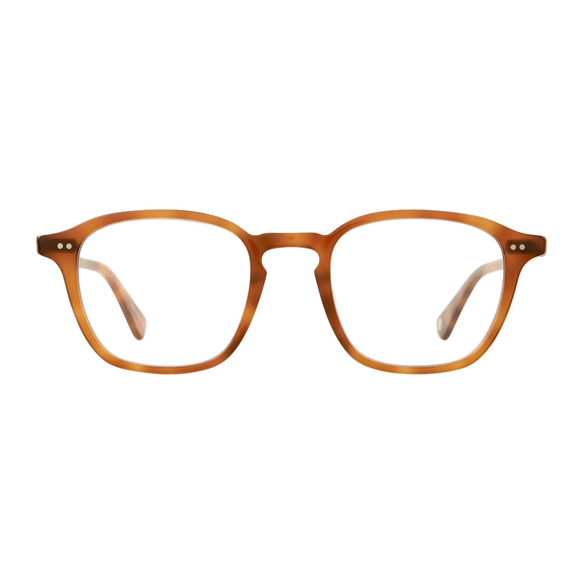Tortoise Markus modern square eyeglass frames by Garrett Leight on a white background