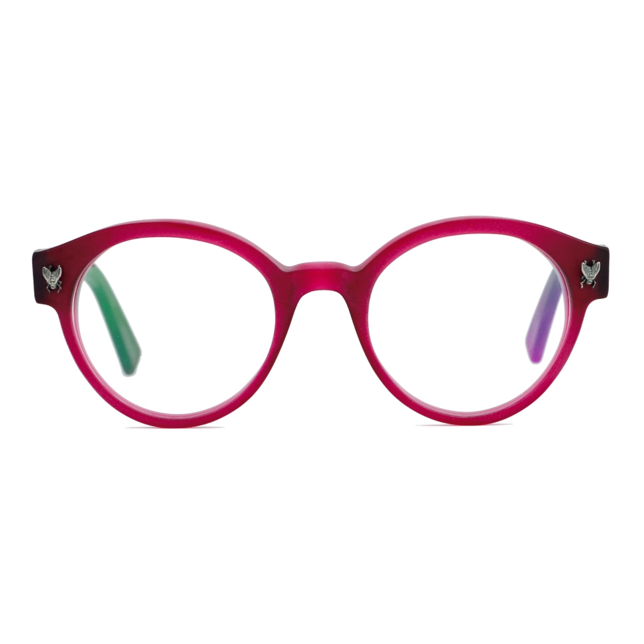 Red round luxury prescription eyeglasses