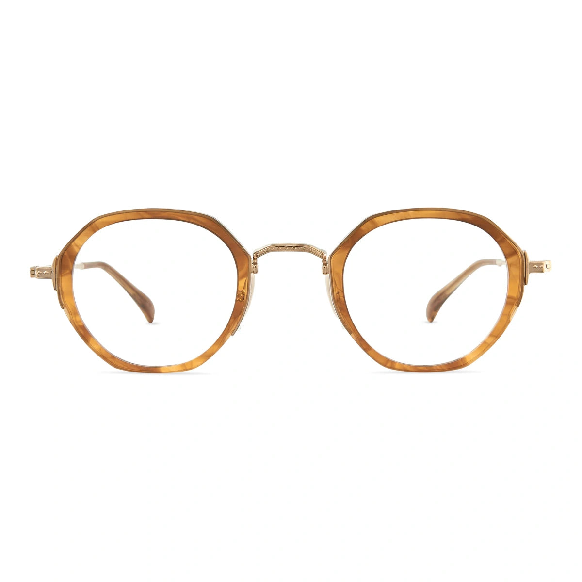 Marbled tortoise Mr. Leight antique style round metal eyeglass frames