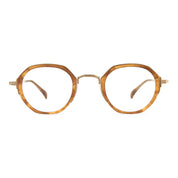 Marbled tortoise Mr. Leight antique style round metal eyeglass frames