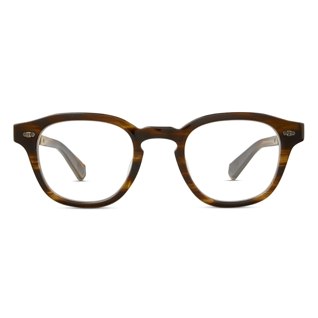 Dark tortoise streak square Mr. Leight luxury plastic acetate eyeglasses at The Optical. Co