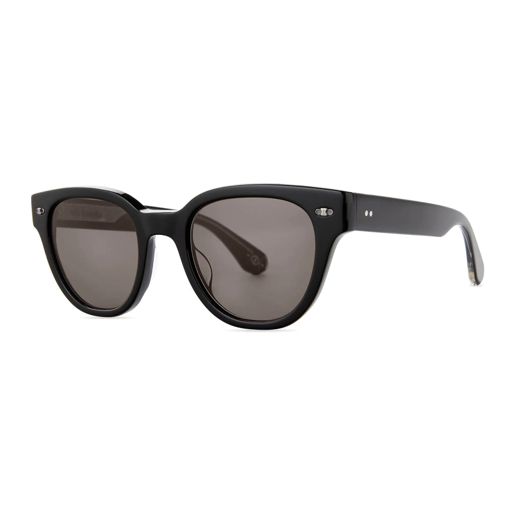 Black plastic Mr. Leight oversized round cat-eyed luxury sunglasses for women
