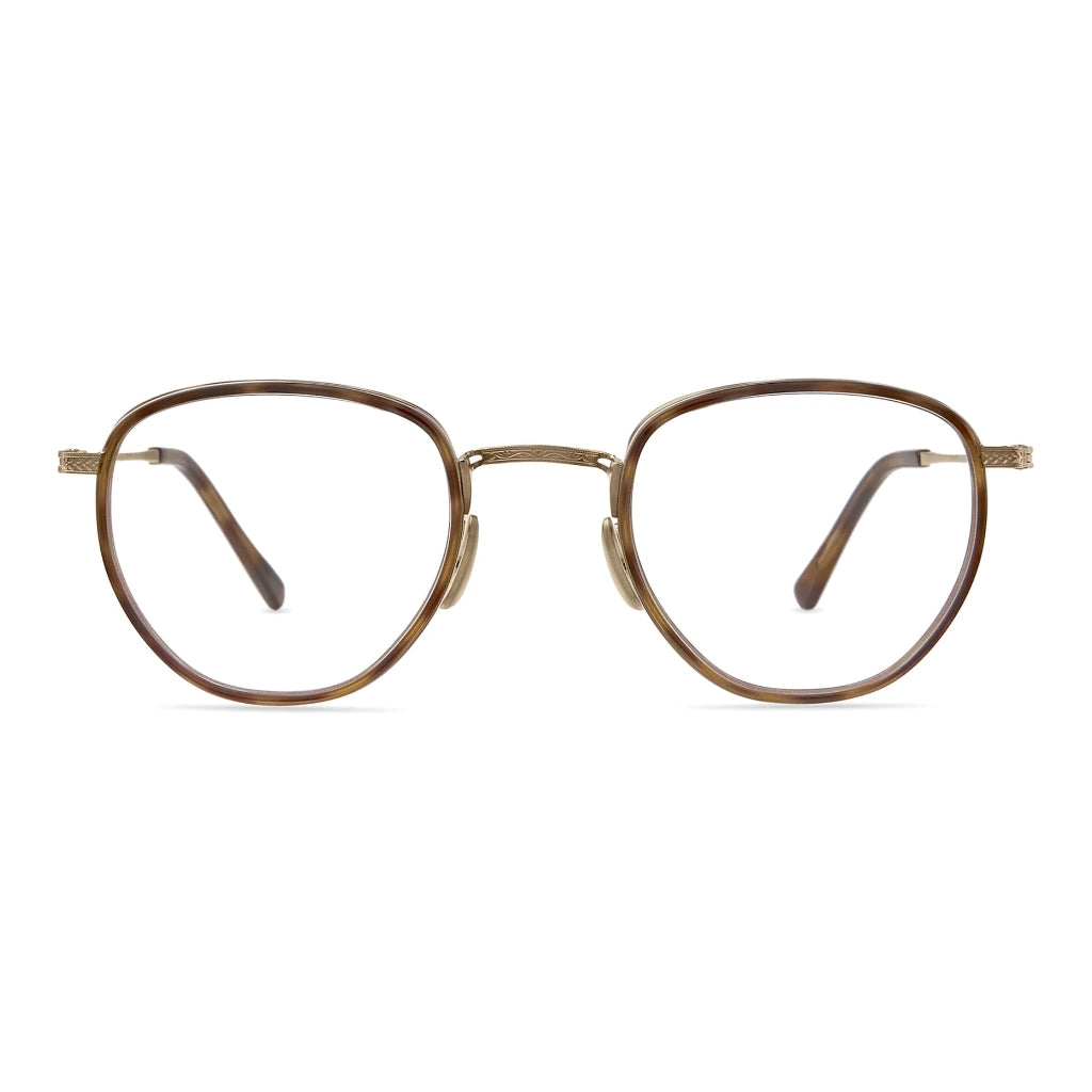 Gold tortoise Mr. Leight luxury titanium metal handmade eyeglasses at The Optical Co