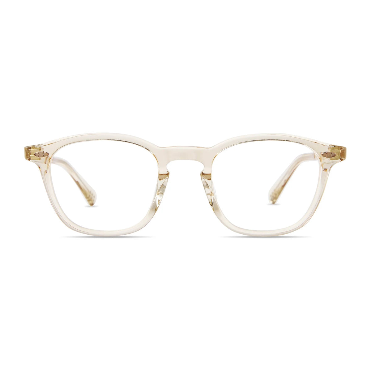 Champagne crystal clear luxury square prescription eyeglass frames