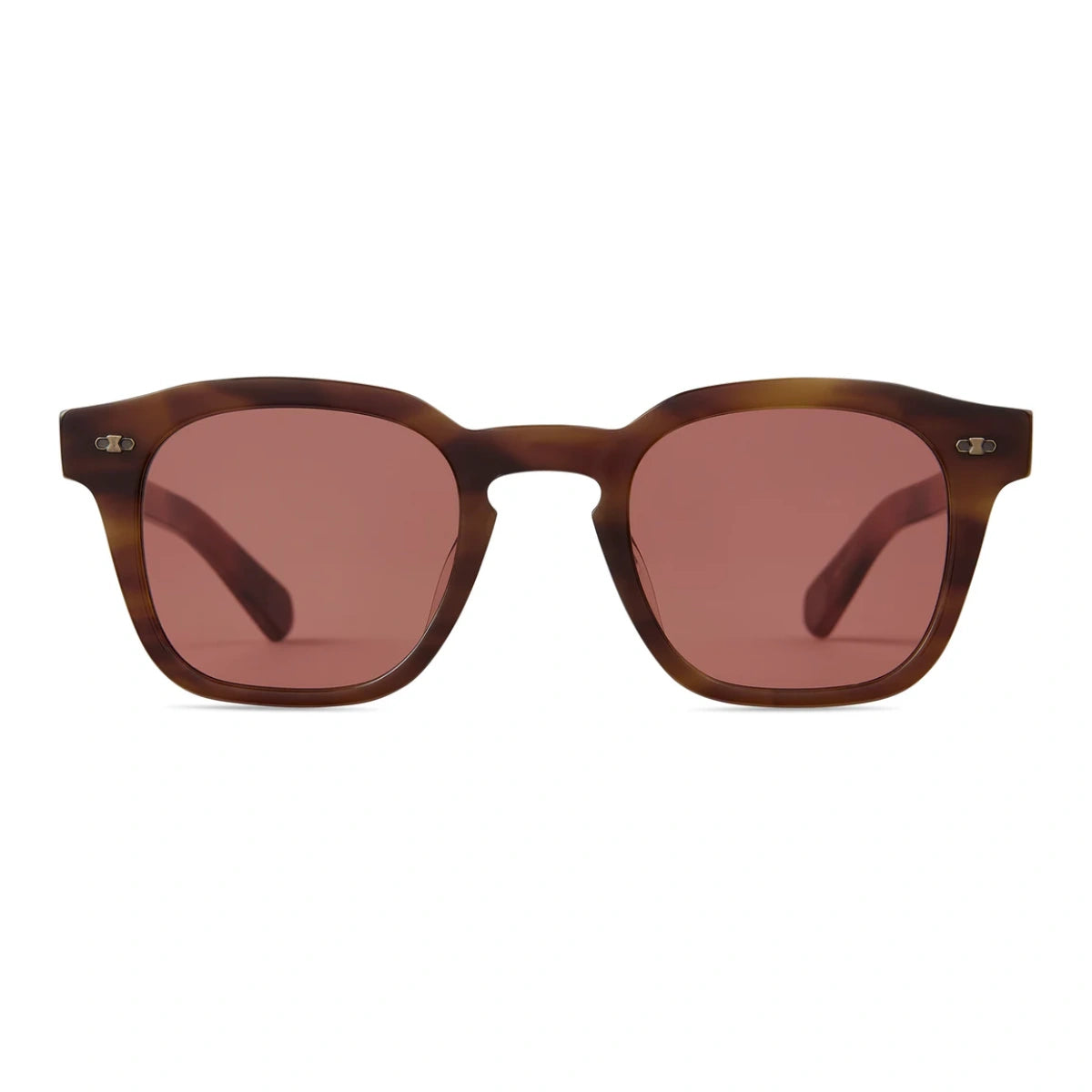 Mr. Leight Sunglasses with brown frame and red-tinted lenses on a white background