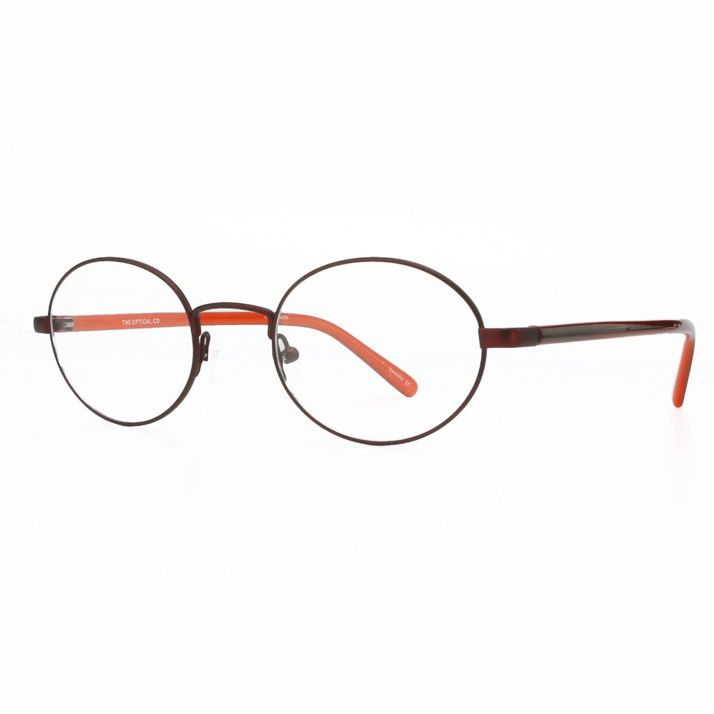 Brown small oval metal old-fashioned looking eyeglass frames for men and women