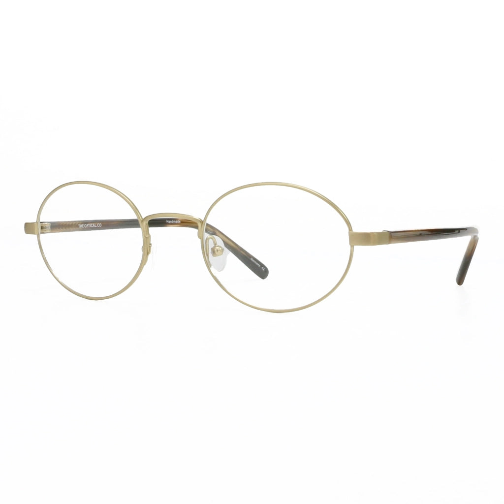 Gold small oval metal old-fashioned looking eyeglass frames for men and women