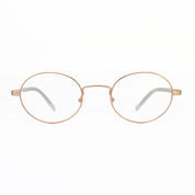 Rose gold small oval metal old-fashioned looking eyeglass frames for men and women