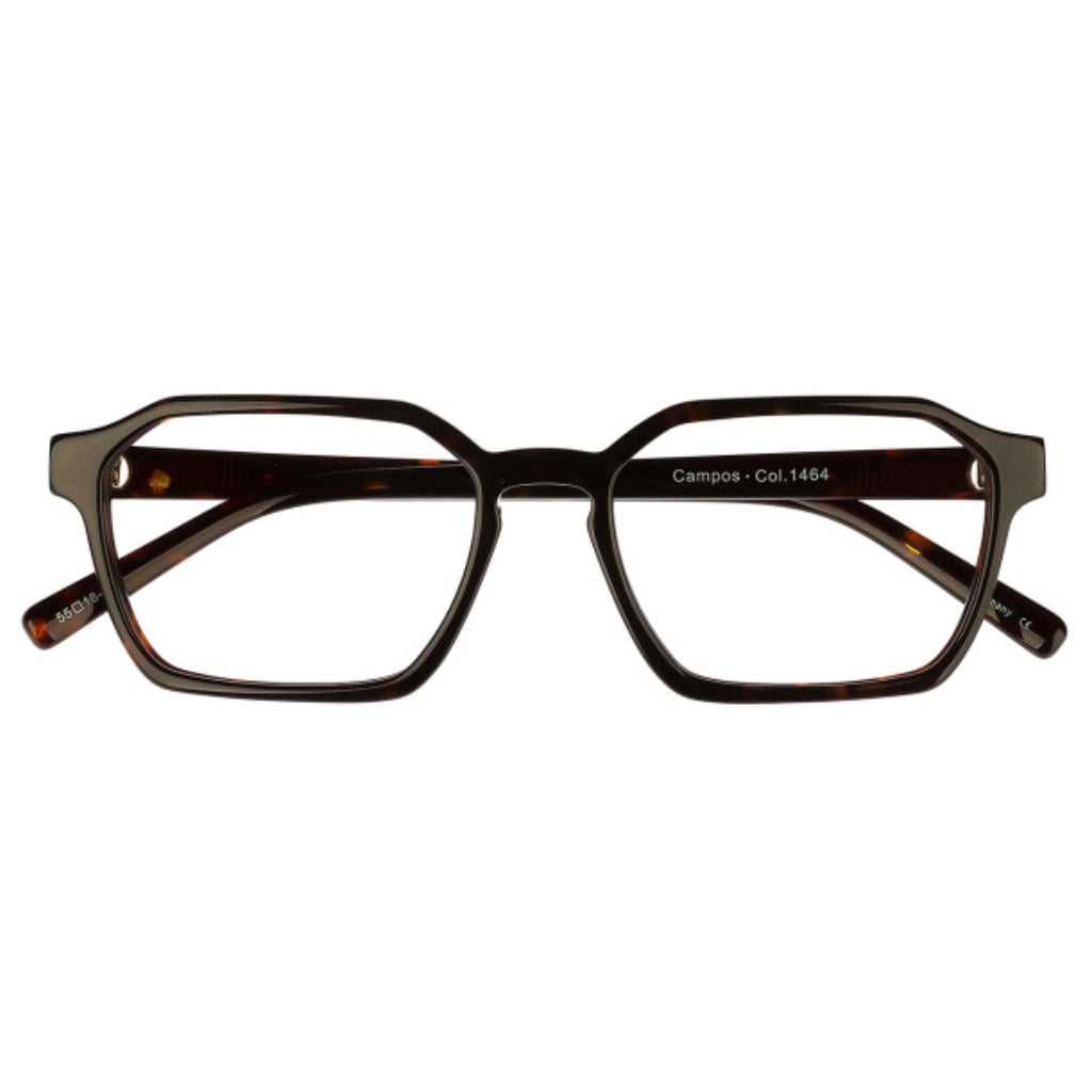 Dark tortoise Campos geometric luxury eyeglass frames for men and women