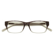 Grey minimal slim rectangular plastic luxury eyeglasses with thick temples