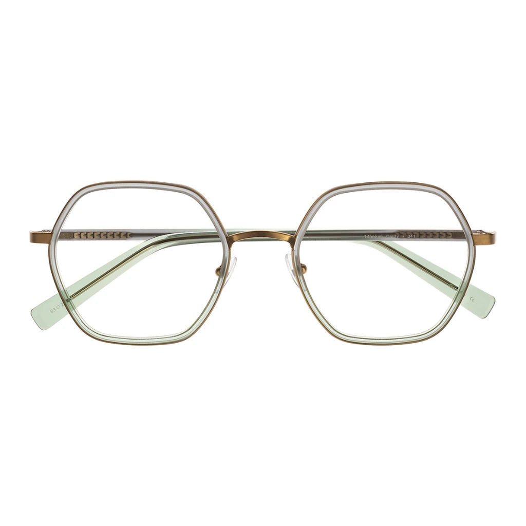 Green mint large geometric shaped metal titanium glasses for women