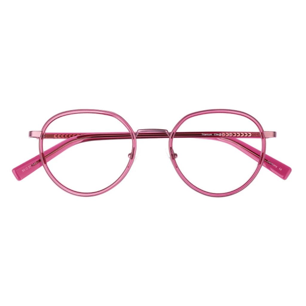 Pink round lightweight metal titanium glasses online for women