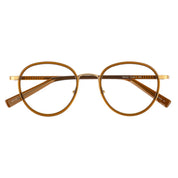 Brown gold round titanium lightweight eyeglasses for men and woman