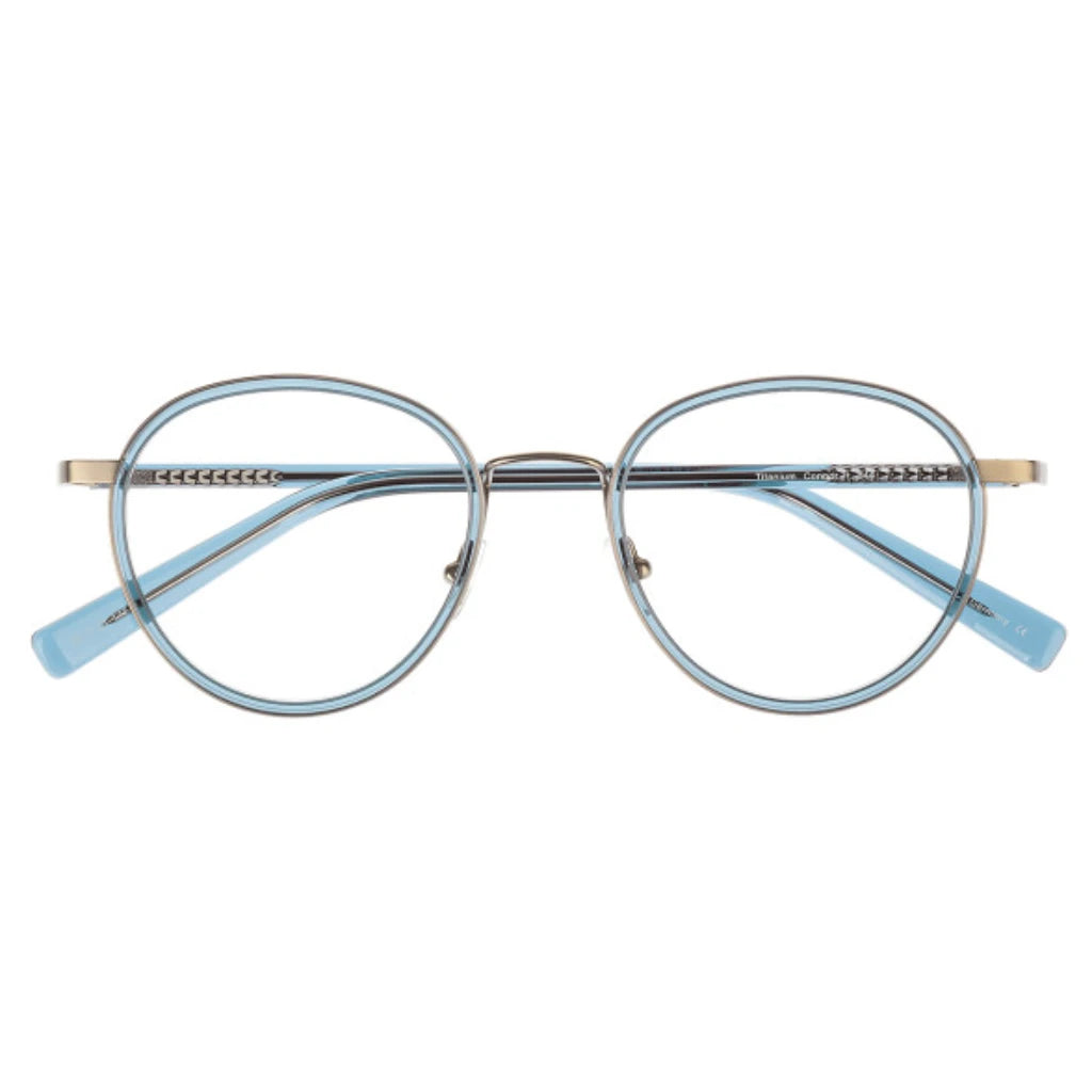 Blue silver round titanium lightweight eyeglasses for men and woman