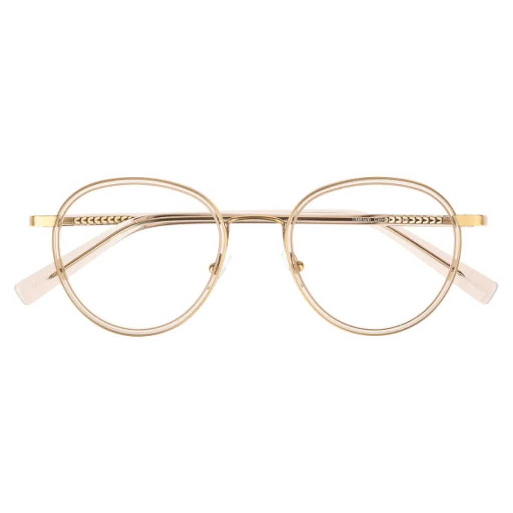 Clear gold round titanium lightweight eyeglasses for men and woman