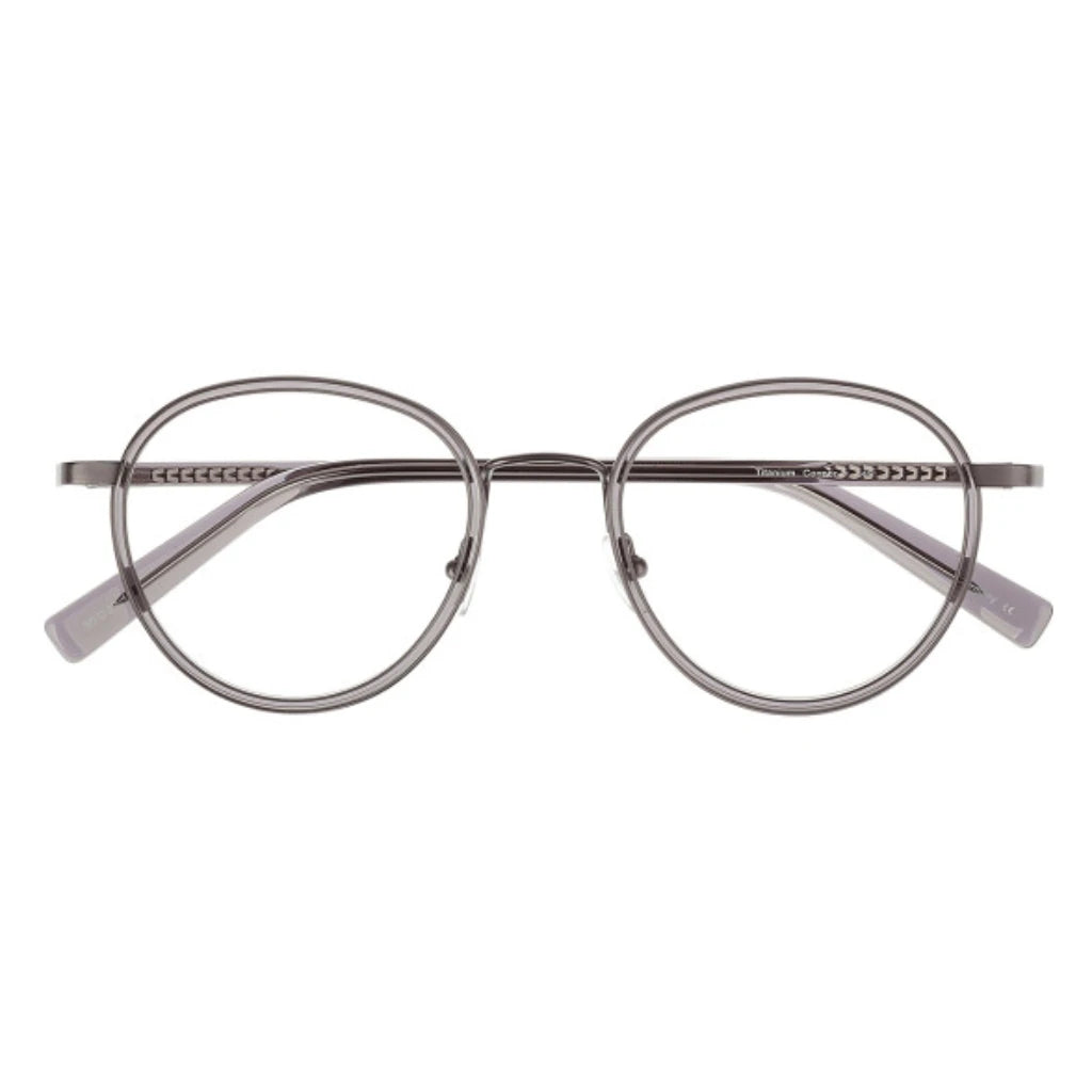 Grey smoke gunmetal round titanium lightweight eyeglasses for men and woman