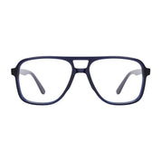 Blue plastic navigator shaped aviator eyeglasses from The Optical. Co